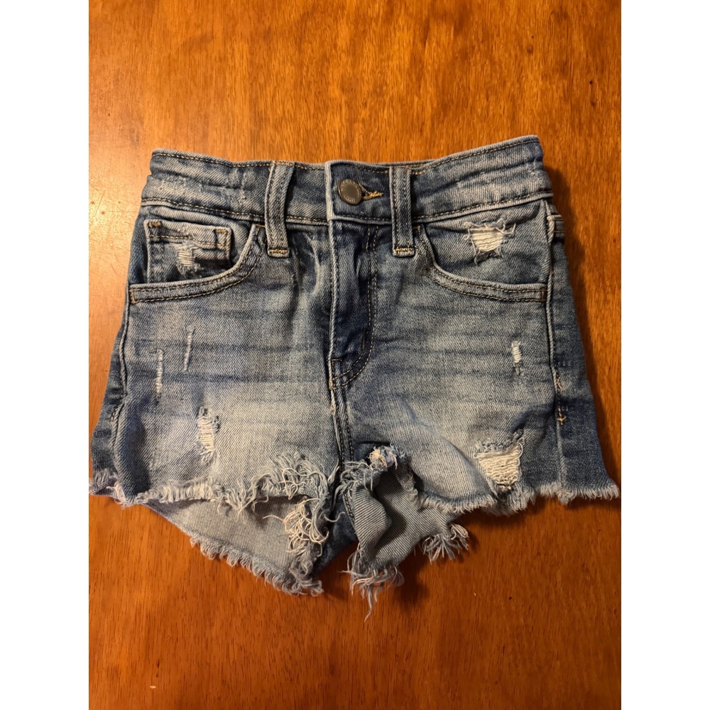 KanCan Signature Girls Distressed Denim Shorts High Rise Medium Wash Size 7